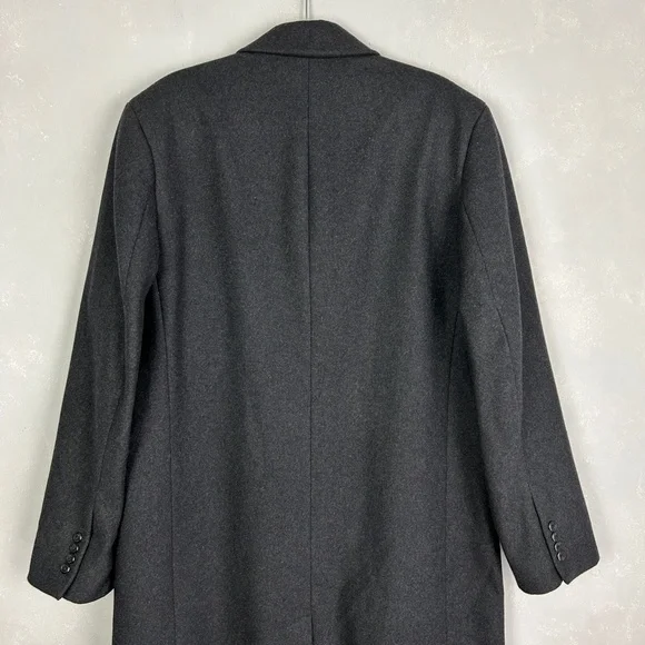 London Fog men's size 42L wool blend long coat dark gray lined - Picture 7 of 16